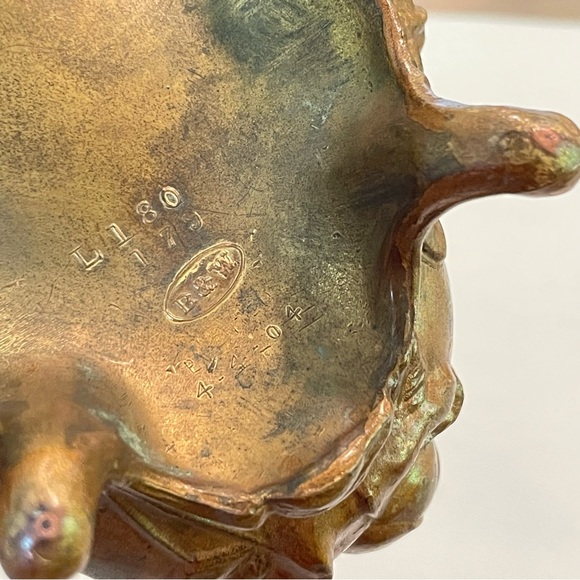 Antique Art Nouveau Brainard & Wilson Gold Tone Metal Jewelry Box Roses Floral - Picture 10 of 12